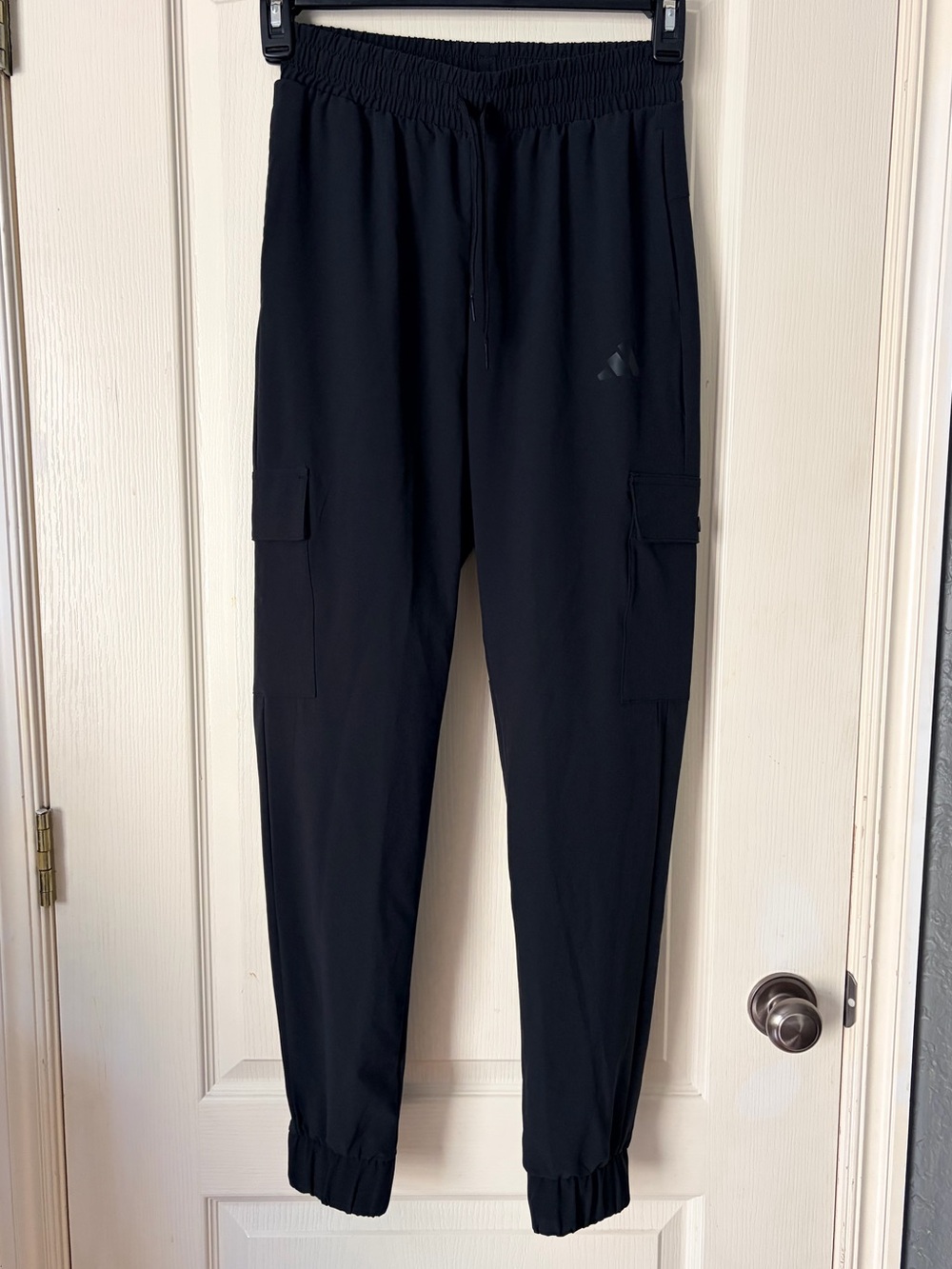 NWT Adidas Black Utility Woven Cargo Track Training Pant Joggers, XS